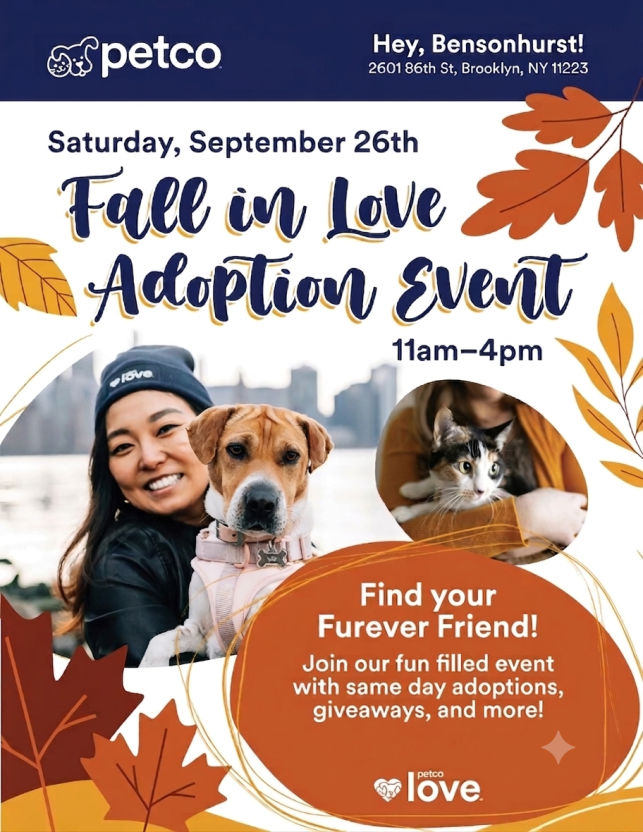 Adoption Event Flyer with Dog and fall leaves