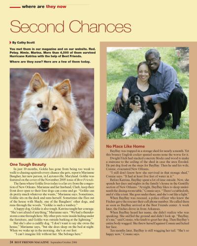 "Second Chances" 2006 Best Friends Magazine article