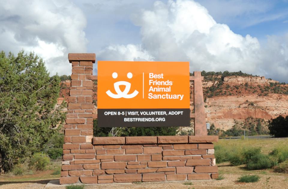 Best Friends entrance sign in canyon