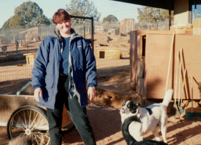 Vintage photo of woman with dogs at Dogtown