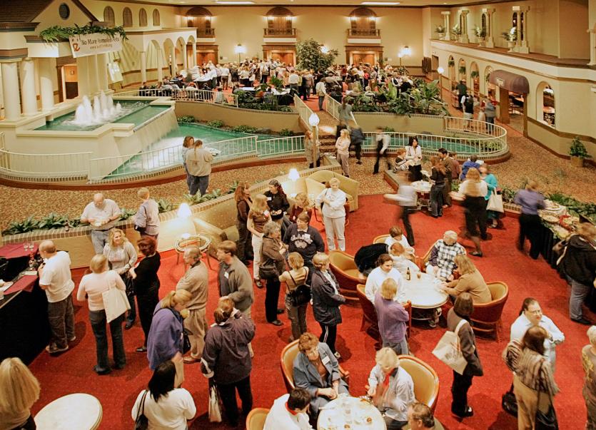 Attendees socializing at conference