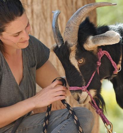 woman with goat