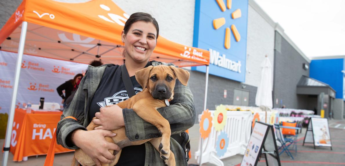 Woman adopting a pet