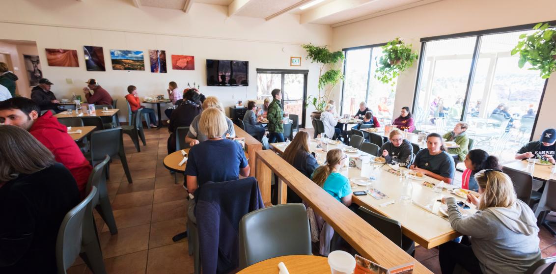 Bright and cheery lunch room