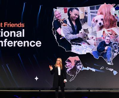 Best Friends CEO on stage at the Best Friends National Conference