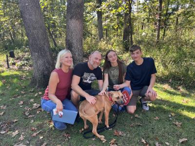 Cashew getting adopted by his new family