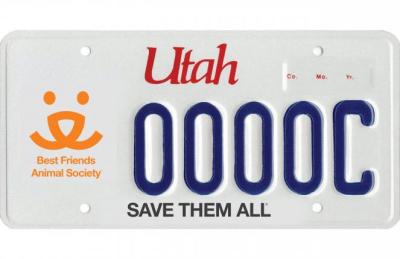 Utah Best Friends license plate to support spay/neuter