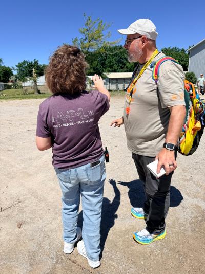 Deana and Tim helping at the Animal Protective League after the tornado