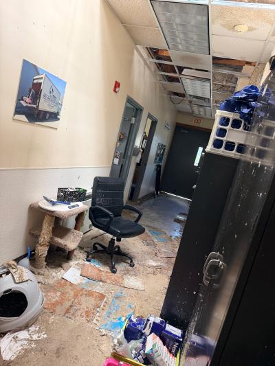 Damage to the Animal Protective League shelter after the tornado