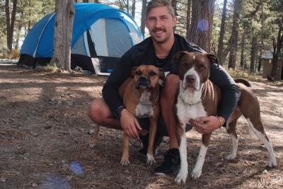 Dallas Kittrell with two dogs