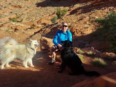 Matthew McGrew and two dogs