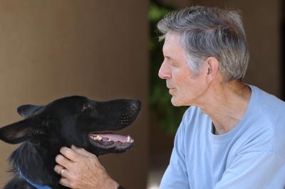 Gregory Castle with Shadow the German shepherd