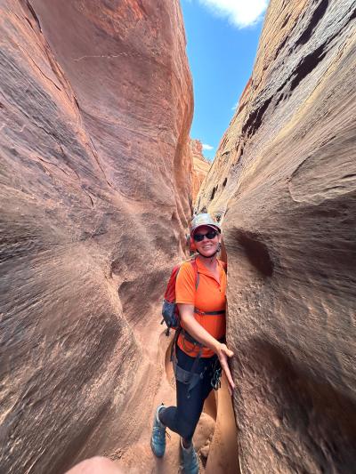 Julie Castle in a slot canyon
