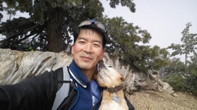 James Lee outside with a dog
