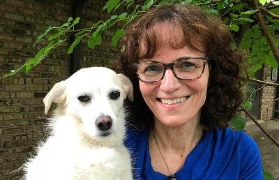 Linda Harper with a dog