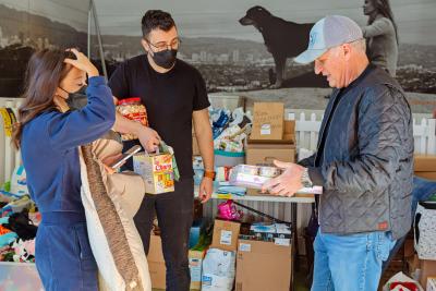 Group of volunteers with donations during the Los Angeles wildfires