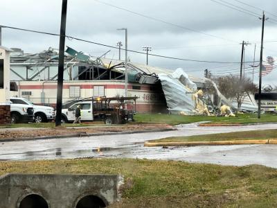 City of Pasadena Animal Shelter and Adoption Center showing the damage from the tornado