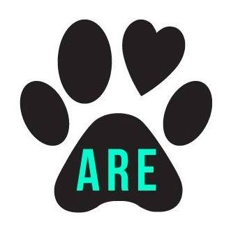 ARE Animal Rescue (Hemet, California) logo with ARE in pawprint