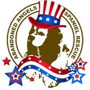 Abandoned Angels Cocker Spaniel Rescue logo with patriotic dog