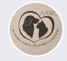 Alabama Animal Welfare Coalition, (Mobile, Alabama), logo circle includes heart shape with dog and cat silhouette inside 