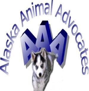 Alaska Animal Advocates (Palmer, Alaska) logo grey husky dog white background blue text