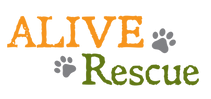 ALIVE Rescue, (Chicago, Illinois), logo orange and green text with two grey paw prints