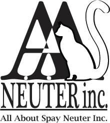 All About Spay Neuter Inc., (Howard Beach, New York), logo white cat in front of two large black letters "A" above black text