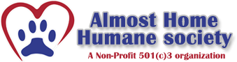 Almost Home Humane Society logo with paw print in heart