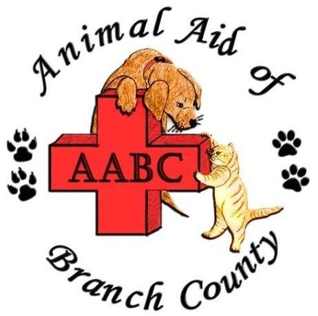 Animal Aid of Branch County (Coldwater, Michigan) logo with dog cat pawprints cross