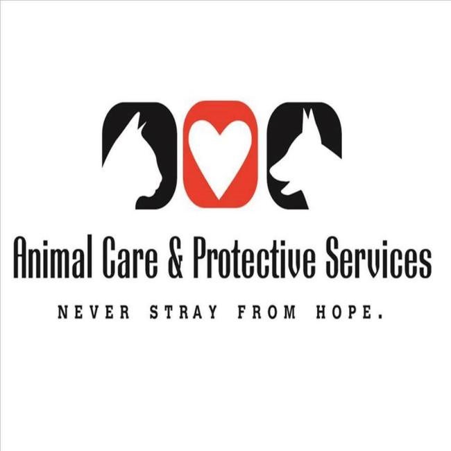 Animal Care & Protective Services, (Jacksonville, Florida), logo white cat head and white dog head on black rectangle white heart on red rectangle above black text