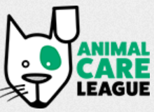 Animal Care League, (Oak Park, Illinois), logo half dog half cat head with green and black text