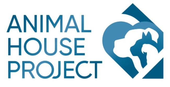 Animal House Project, (Pottstown, Pennsylvania), logo with blue and white bird, cat, dog profiles, heart and blue text