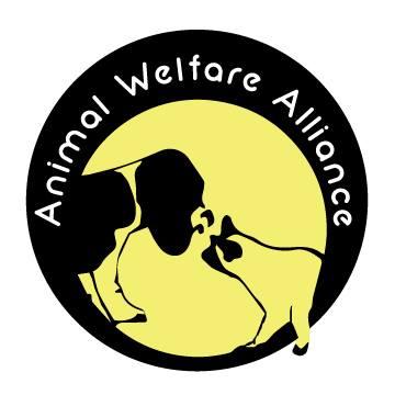 Animal Welfare Alliance of Southeast Missouri, (Poplar Bluff, Missouri), logo dog and cat black and yellow circle with yellowtext