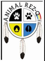 Animal Rez-Q (Window Rock, Arizona) logo of dream catcher with paw prints, feathers