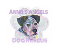 Anna's Angels Dog Rescue, (Beaumont, Texas) logo painting of dog face between text Anna's Angels and Dog Rescue