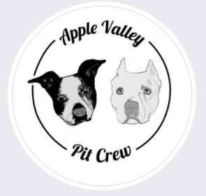 Apple Valley Pit Crew, (Appleton, Wisconsin) logo 2 dog head silhouettes in black and white with black text on white