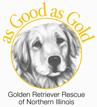 As Good as Gold-Golden Retriever Rescue of No. IL. (Woodridge, Illinois) logo with a golden retriever, tagline 'As good as gold'