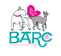 BARC (Fenton, Missouri) logo with dog and cat around a heart