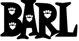 Brookhaven Animal Rescue League (Brookhaven, Mississippi) logo is BARL with pawprints in letters