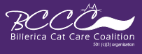Billerica Cat Care Coalition (BCCC) (Billerica, MA): Purple BCCC logo with cat ears and tail on the "C".