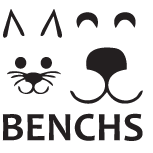 Blue Earth Nicollet County Humane Society (Mankato, MN) BENCHS logo with black cat and dog face
