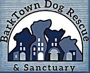 Barkville Dog Rescue Inc, (Jasper, Georgia), logo four dark colored buildings in shapes of dogs with black text