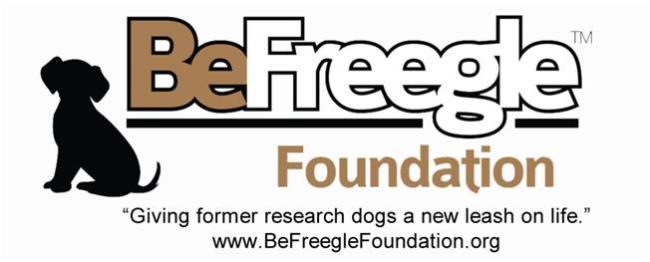 BeFreegle Foundation, (Putnam Valley, New York), logo black beagle type dog sitting next to gold, white and black text