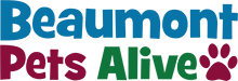 Beaumont Pets Alive (Beaumont, Texas) logo in red, green, and blue with red paw print
