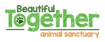 Beautiful Together Animal Sanctuary, (Chapel Hill, North Carolina), logo green and orange text with dark green pawprint