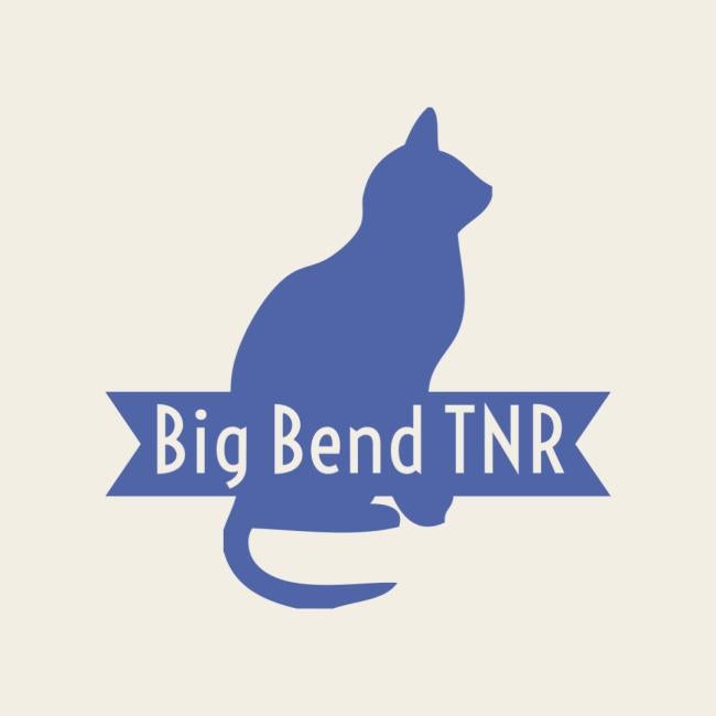 Big Bend TNR Inc., (Tallahassee, Florida), logo solid powder blue outline of a cat with blue banner and cream text across the bottom