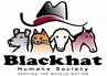 Blackhat Humane Society (Durango, Colorado) logo black cowboy hat with dog, cat, sheep and horse