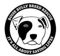 Boise Bully Breed Rescue (Eagle, Idaho) logo of a black-and-white pit-bull-type dog