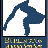 City of Burlington Animal Services (Burlington, North Carolina) logo has a white cat profile in front of a blue dog head profile