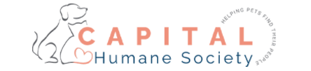 Capital Humane Society, (Lincoln, Nebraska), logo dog outline with peach and blue text
